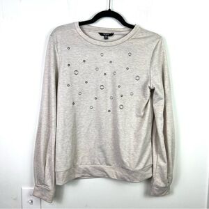 Tresics sweater top taupe with ring details womens size medium
